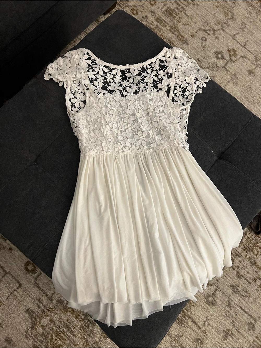 White Floral Lace Bodice Dress